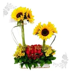 Ramo Tradicional Rosas con Girasol TR3