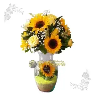 Jarrón de Vidrio en Girasoles J2