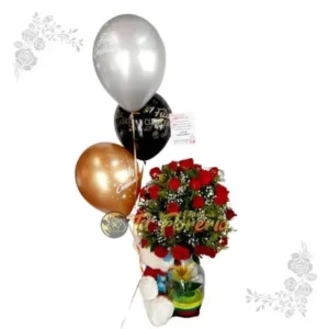 Jarrón de Rosas con Peluche J4