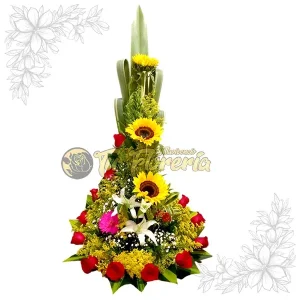 Ramo en Base Rosas y Girasoles TR23
