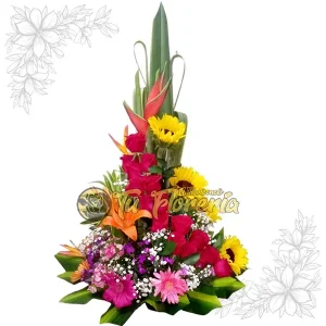 Ramo Tradicional en Rosas y Girasoles TR28