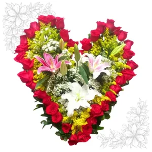 Ramo Tradicional Corazon de Rosas y Adornos TR29