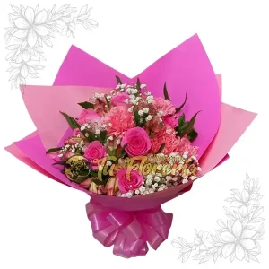 Bouquet de Mano en Rosas Rosadas B24