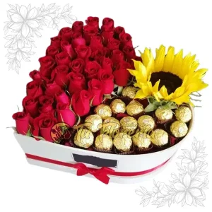 Caja Floral Corazón Grande Rosas C37