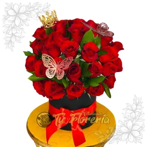 Caja Redonda | Rosas con Moño | Mediano C44