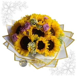 Bouquet | Redondo | Girasoles | Rosa Lila B37